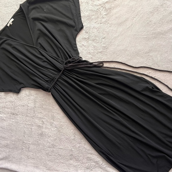 Z Supply Dresses & Skirts - Z Supply Maryn Midi Dress Rope Belt Stretch Cotton Solid Black Medium Sz M